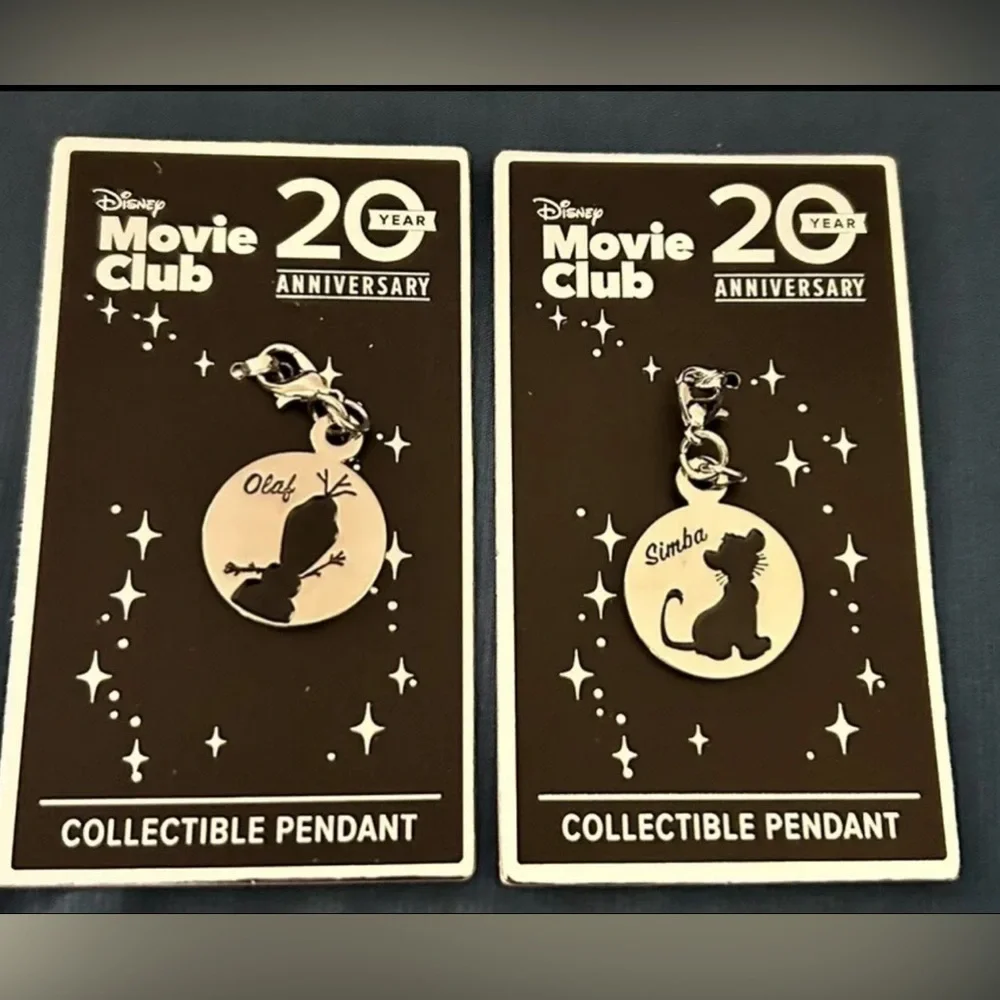 Disney Movie Club Charms Simba & Olaf 20th Anniversary Pendants 2021 2 Charms